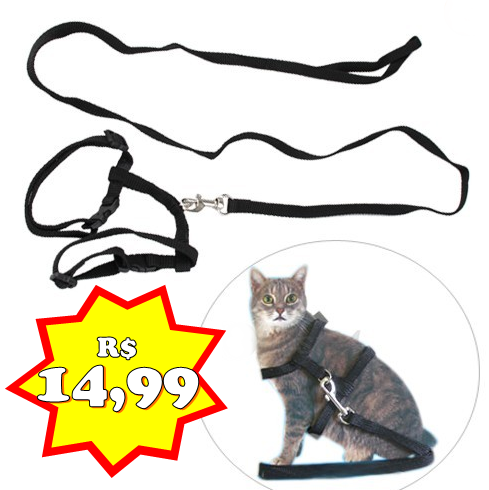 Coleira para passeio Gato